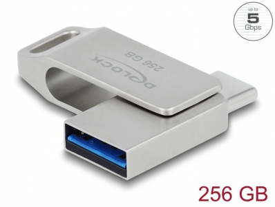 Delock USB 5 Gbps USB-C™ + Type-A Memory Stick 256 GB - Metal Housing