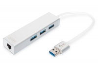 Digitus USB 3.0 3-Port Hub & Gigabit LAN Adapter