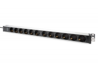 Digitus Socket strip with aluminum profile, 12-way safety sockets, 2 m cable safety plug