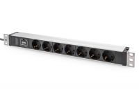 Digitus Socket strip with aluminum profile, 7 safety sockets, 2 m cable with surge protection