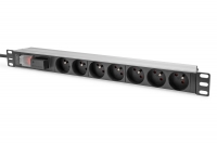 Digitus Socket strip with aluminum profile, surge protection and switch, 7-way CEE 7/5 sockets, 2 m cable