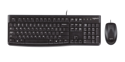 Logitech USB Keyboard+Mouse MK120 black +Silikonhülle