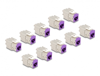 Delock Keystone Modul RJ45 jack to LSA Cat.6A toolfree violet set 10 pieces