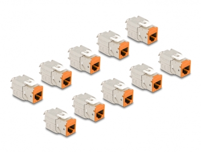 Delock Keystone Modul RJ45 jack to LSA Cat.6A toolfree orange set 10 pieces