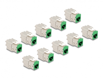 Delock Keystone Modul RJ45 jack to LSA Cat.6A toolfree green set 10 pieces