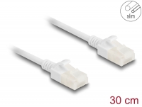 Delock RJ45 Network Cable Cat.6A plug to plug with robust latch for industrial use U/UTP Slim 0.3 m white