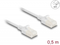 Delock RJ45 Network Cable Cat.6A plug to plug with robust latch for industrial use U/UTP Slim 0.5 m white