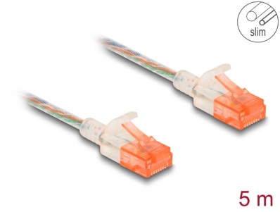 Delock RJ45 Network Cable Cat.6A U/UTP Slim 5 m transparent