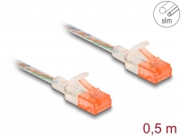 Delock RJ45 Network Cable Cat.6A U/UTP Slim 0.5 m transparent