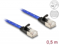 Delock RJ45 flat network cable with braided coating Cat.6A U/FTP 0.5 m blue