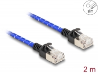 Delock RJ45 Network Cable with braided coating Cat.6A U/FTP Slim 2 m blue