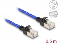 Delock RJ45 Network Cable with braided coating Cat.6A U/FTP Slim 0.5 m blue