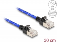 Delock RJ45 Network Cable with braided coating Cat.6A U/FTP Slim 0.3 m blue