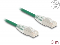 Delock RJ45 Network Cable Cat.6A plug to plug with curved latch U/FTP Slim 3 m green