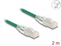 Delock RJ45 Network Cable Cat.6A plug to plug with curved latch U/FTP Slim 2 m green