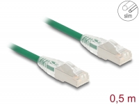 Delock RJ45 Network Cable Cat.6A plug to plug with curved latch U/FTP Slim 0.5 m green