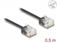 Delock RJ45 Network Cable Cat.6 UTP Ultra Slim 0.5 m black with short plugs