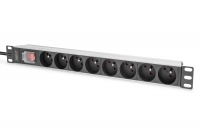 Digitus Socket strip with aluminum profile and switch, 8-way CEE 7/5, 2 m cable safety plug with grounding contact