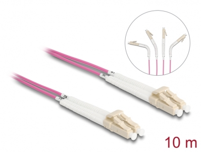 Delock Optical Fiber Cable LC Duplex to LC Duplex Multi-mode OM4 angled 10 m