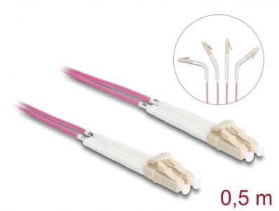 Delock Optical Fiber Cable LC Duplex to LC Duplex Multi-mode OM4 angled 0.5 m