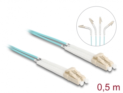 Delock Optical Fiber Cable LC Duplex to LC Duplex Multi-mode OM3 angled 0.5 m