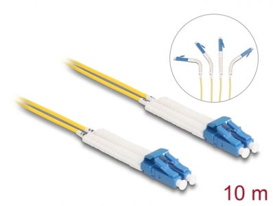 Delock Optical Fiber Cable LC Duplex to LC Duplex singlemode OS2 angled 10 m