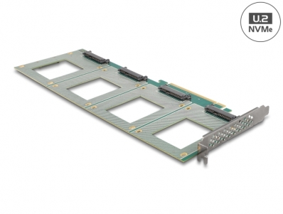 Delock PCI Express 4.0 x16 Card to 4 x internal U.2 NVMe SFF-8639 - Bifurcation (LxW: 288 x 122 mm)