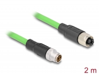 Delock M12 Cable X-coded 8 pin male to female PUR (TPU) 2 m