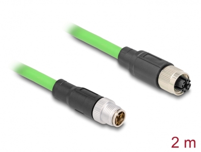 Delock M12 Cable X-coded 8 pin male to female PUR (TPU) 2 m