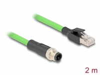 Delock M12 Cable D-coded 4 pin male to RJ45 male PUR (TPU) 2 m