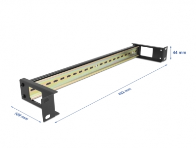 Delock 19″ DIN rail Panel with side cable entry 1U black