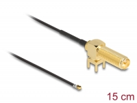 Delock Antenna Cable RP-SMA 90° PCB jack bulkhead to I-PEX Inc., MHF® 4L plug 1.13 15 cm thread length 15 mm