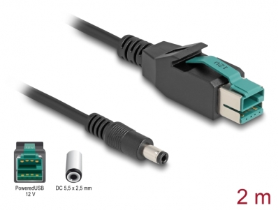 Delock PoweredUSB cable male 12 V to DC 5.5 x 2.5 mm male 2 m