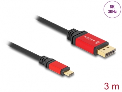 Delock USB Type-C™ zu DisplayPort Kabel (DP Alt Mode) 8K 30 Hz mit HDR Funktion 3 m rot