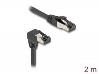 Delock RJ45 Network Cable Cat.8.1 S/FTP 90° downwards angled / straight 2 m black