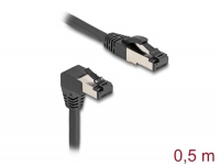 Delock RJ45 Network Cable Cat.8.1 S/FTP 90° downwards angled / straight 0.5 m black