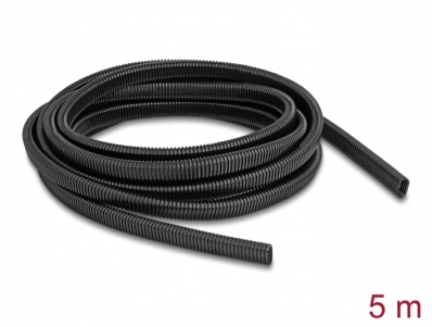 Delock Plastic cable protection conduit in oval shape flexible 13.6 x 6.3 mm - length 5 m black
