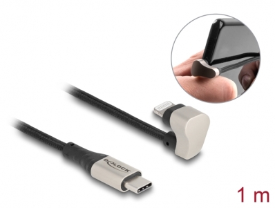 Delock Data and charging cable USB Type-C™ to Lightning™ for iPhone™ and iPad™ 180° angled 1 m MFi