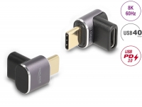 Delock USB Adapter 40 Gbps USB Type-C™ PD 3.0 100 W male to female angled 8K 60 Hz metal compact