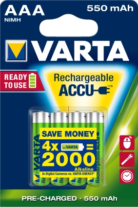 Varta Akku RECHARGE Power AAA HR03 550mAh 4St.