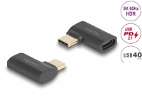 Delock USB Adapter 40 Gbps USB Type-C™ PD 3.1 240 W male to female angled left / right 8K 60 Hz