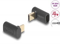 Delock Adapter USB 40 Gbps USB Type-C™ PD 3.1 240 W Stecker zu Buchse gewinkelt 8K 60 Hz