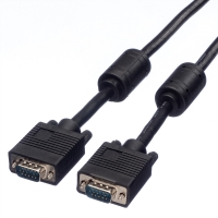 Secomp SVGA Cable + Ferrite, HD15 M - HD15 M, black, 2 m