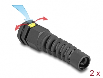 Delock Cable Gland M20 with ventilation and strain relief IP68 dust and waterproof black 2 pieces