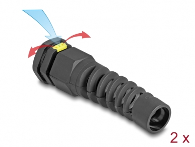 Delock Cable Gland M16 with ventilation and strain relief IP68 dust and waterproof black 2 pieces