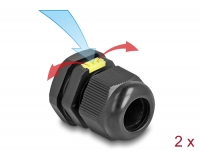 Delock Cable Gland M20 with ventilation IP68 dust and waterproof black 2 pieces