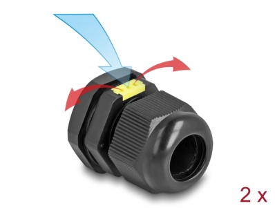 Delock Cable Gland M20 with ventilation IP68 dust and waterproof black 2 pieces