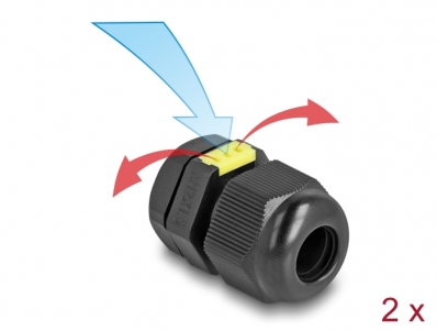 Delock Cable Gland M12 with ventilation IP68 dust and waterproof black 2 pieces