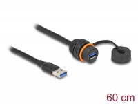 Delock USB 5 Gbps Cable USB Type-A male to USB Type-A female for installation with M20 thread and protective cap IP68 dust and w