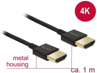 Delock Cable High Speed HDMI with Ethernet - HDMI-A male > HDMI-A male 3D 4K 1 m Slim High Quality